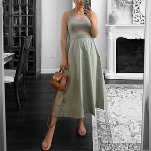 Everlane Olive Green Sleeveless Midi Dress